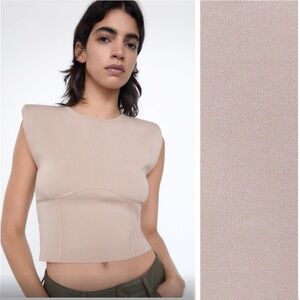 Zara Knit Top with Shoulder Pads